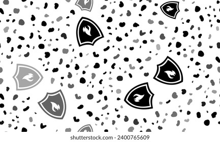 Abstract seamless pattern with fire protection symbols. Creative leopard backdrop. Vector illustration on white background