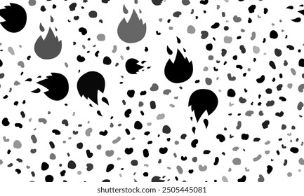 Abstract seamless pattern with fire symbols. Creative leopard backdrop. Vector illustration on white background