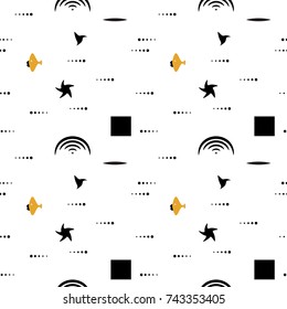 Abstract seamless pattern with fish and stars