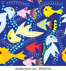 abstract seamless pattern with fishes