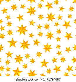 Abstract seamless pattern with five- and seven-pointed stars on color background. Simple design for wallpapers, fabrics, gift wrapping papers, textiles, web design. Vector illustration.