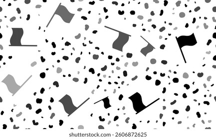 Abstract seamless pattern with flag symbols. Creative leopard backdrop. Vector illustration on white background