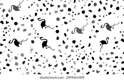 Abstractas patrón sin fisuras con símbolos de flamencos. Fondo de leopardo creativo. Ilustración vectorial sobre fondo blanco