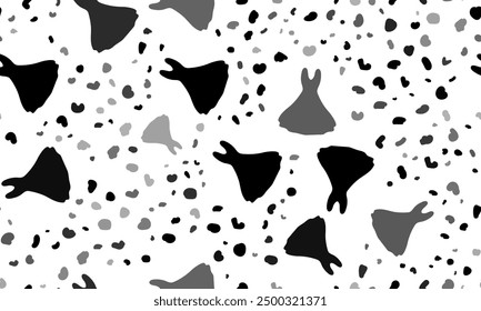 Abstract seamless pattern with flared dress symbols. Creative leopard backdrop. Vector illustration on white background