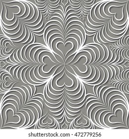 Abstract seamless pattern Floral arabic geometric heart shape line ornament. 