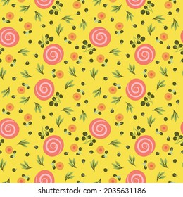  Abstract seamless pattern. Floral background. Ethnic Fabric with multi colored flowers and leaves, boho style
