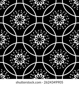 Abstrato padrão sem costura fundo floral geométrico preto e branco. ILUSTRAÇÃO Vetorial EPS10