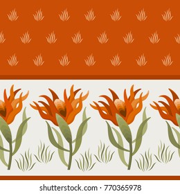 Abstract seamless pattern and floral seamless border. Hand-drawn vector Illustration