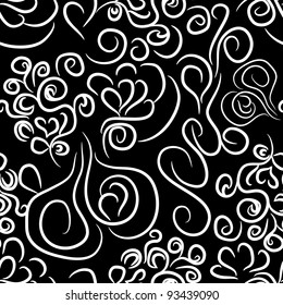 abstract seamless pattern with floral curl branches