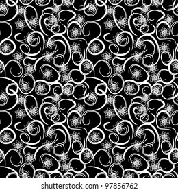 abstract seamless pattern with floral curl branches