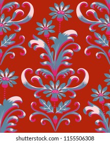 Abstract seamless pattern with floral elements