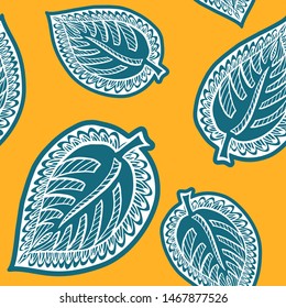 Abstract seamless pattern with floral elements. Graphic ornament. Vector repeating texture with stylized leaves.