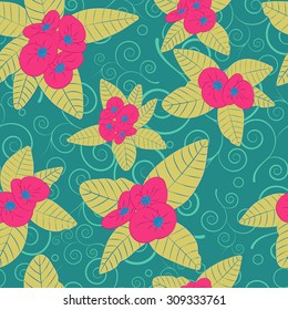 abstract seamless pattern with floral elements and swirls. EPS