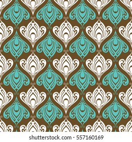  Abstract seamless pattern with floral elements in vector. Ornamental background with flowers