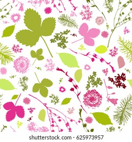 Abstract Seamless pattern with floral elements