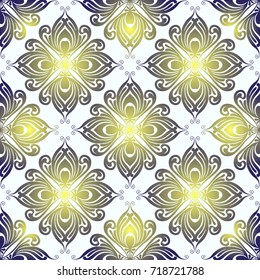 Abstract seamless pattern with floral elements in vector. Ornamental background with flowers. Beautiful ornamental vintage wallpapers with retro flowers