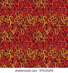 Abstract seamless pattern, floral flourish ornament, vector illustration