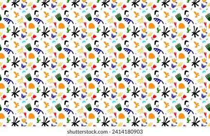 Abstract seamless pattern floral flowers and plants, natural hand drawn vector illustration background creative design.