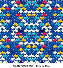 Abstract seamless pattern with floral motifs. Simple geometric shapes.