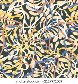 Abstract seamless pattern with floral motifs.