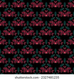 Resumen de un patrón impecable con adornos florales. Ilustración vectorial. Textura decorativa para el diseño superficial.