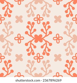 Resumen de un patrón impecable con adornos florales. Fondo vector dibujado a mano con flores y hojas. Patrón repetible orgánico de moda