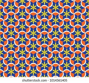 Abstract seamless pattern with floral patterns. Geometric mosaic.