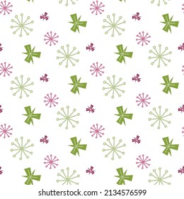 Abstract seamless pattern with floral pistils and centers. Floral drawing in doodle style. Pattern for fabrics, textiles, packaging, wrapping paper