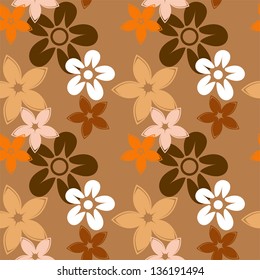 abstract seamless pattern of floral silhouettes on the light brown background vector