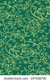 Abstract  seamless pattern with floral and swirls elements