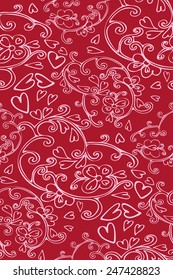 Abstract  seamless pattern with floral and swirls elements
