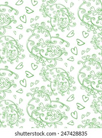 Abstract  seamless pattern with floral and swirls elements