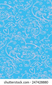 Abstract  seamless pattern with floral and swirls elements