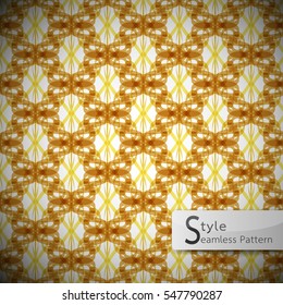 abstract seamless pattern flower mesh rope Gold Brown vintage geometric vector illustration