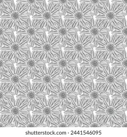 Abstract seamless pattern with flower outline vector image. light black and white theme Modern
 flower background pattern design used for textiles,wallpapers ..,