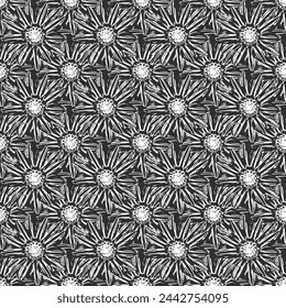 Abstract seamless pattern with flower outline background pattern used two colours black and white flowers on textile, wallpapers etc..,