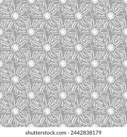 Abstract seamless pattern with flower outline background pattern used two colours light gray flowers on textile, wallpapers etc..,