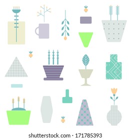 Abstract Seamless pattern with flower pots in vector