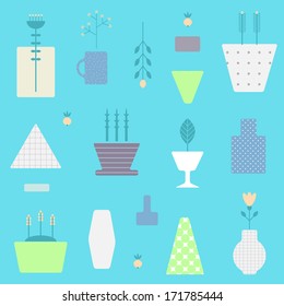 Abstract Seamless pattern with flower pots in vector