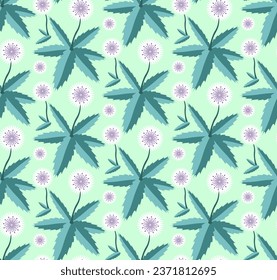 Abstract seamless pattern with flowers and berries