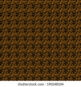 Abstract seamless pattern with flowers in black and gold. Wallpaper. Endless print silhouette texture - vector 