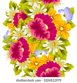 abstract seamless pattern of flowers. for card designs, greeting cards, birthday invitations, Valentine's day, party, holiday. Vector illustration.