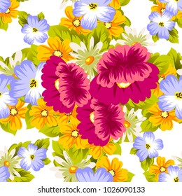abstract seamless pattern of flowers. for card designs, greeting cards, birthday invitations, Valentine's day, party, holiday. Vector illustration.