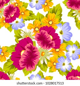 abstract seamless pattern of flowers. for card designs, greeting cards, birthday invitations, Valentine's day, party, holiday. Vector illustration.