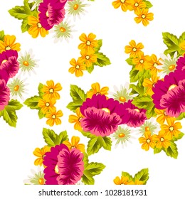 abstract seamless pattern of flowers. for card designs, greeting cards, birthday invitations, Valentine's day, party, holiday. Vector illustration.