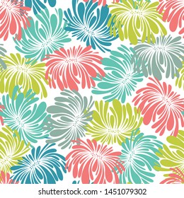 Abstract seamless pattern with flowers. Colorful floral backgound. Decorative print with plants