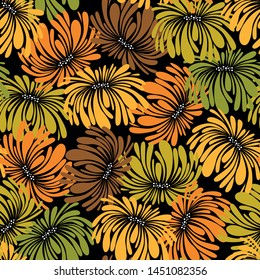 Abstract seamless pattern with flowers. Colorful floral backgound. Decorative print with plants