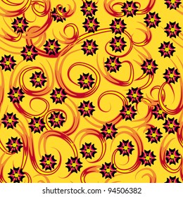 abstract seamless pattern with flowers and curling branch