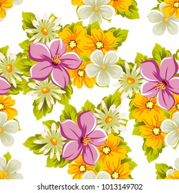 abstract seamless pattern of flowers. For design of cards, invitations, greeting for birthday, Valentine's Day, wedding, party, celebration, festival. Vector illustration