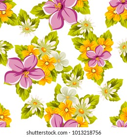 abstract seamless pattern of flowers. For design of cards, invitations, greeting for birthday, Valentine's Day, wedding, party, celebration, festival. Vector illustration